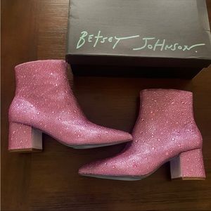 Betsey Johnson pink rhinestone boots
